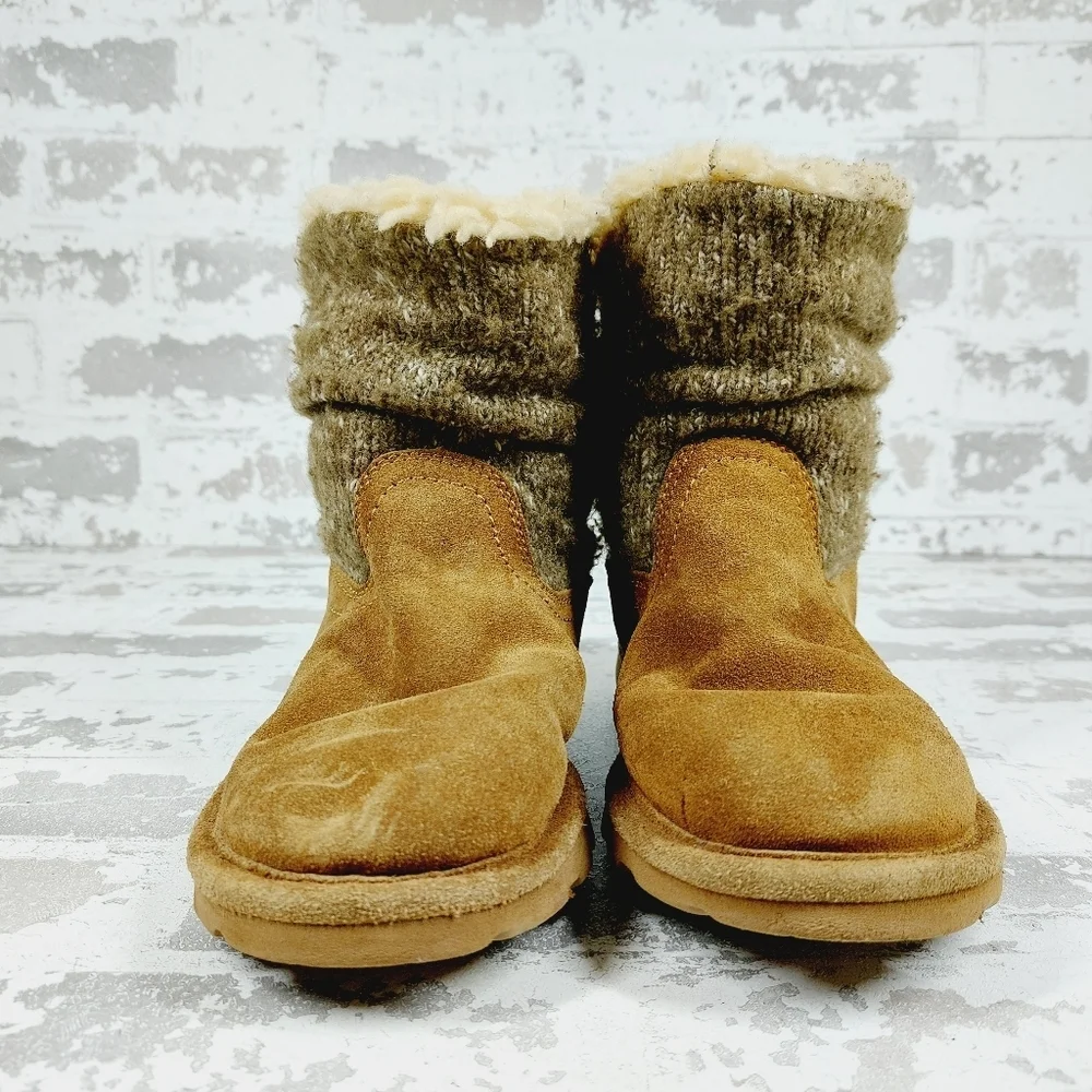 Bearpaw Virginia Brown Suede Round Toe Comfortable Flat Winter Snow Boots M712